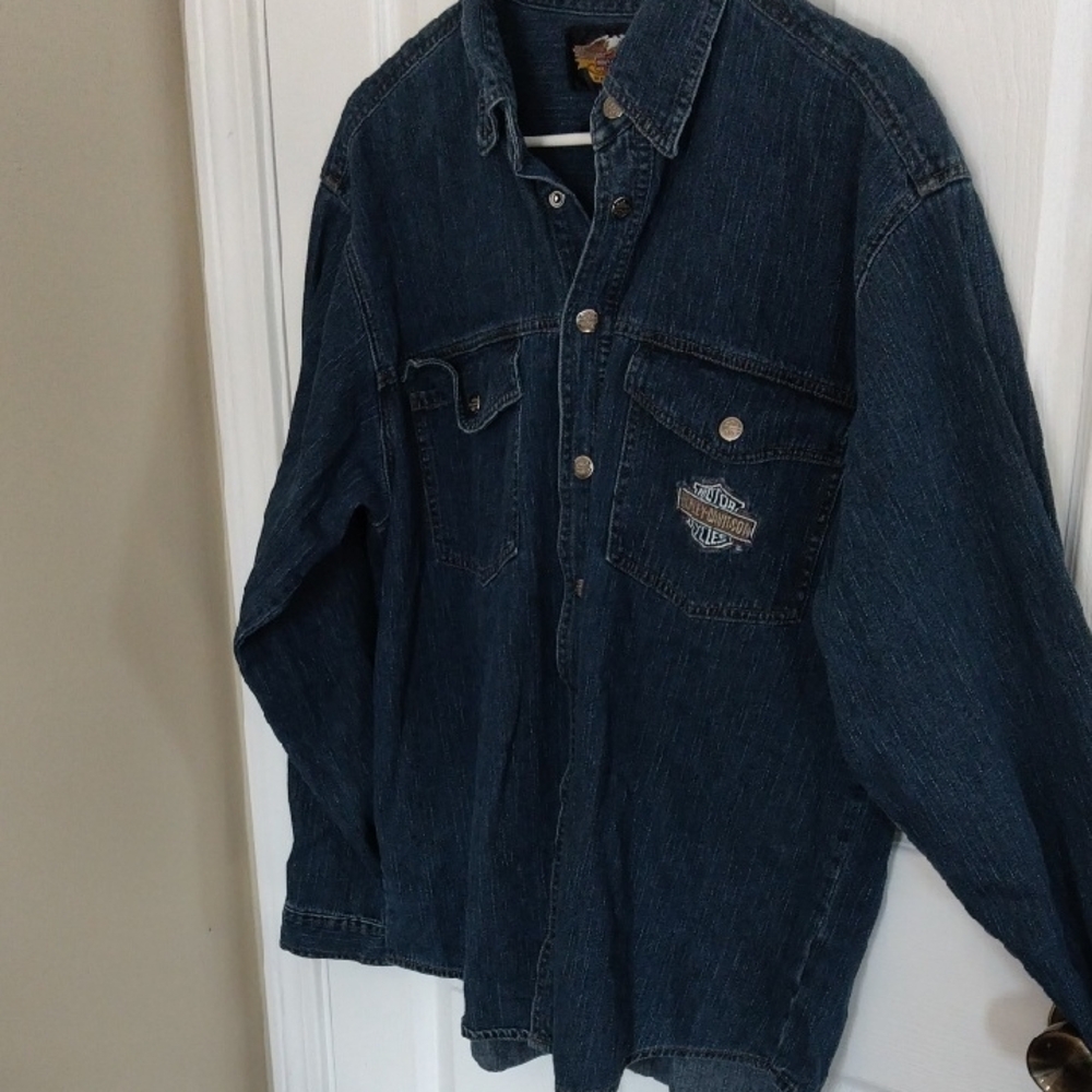 Harley-Davidson Dark Blue Denim Button-Up Shirt